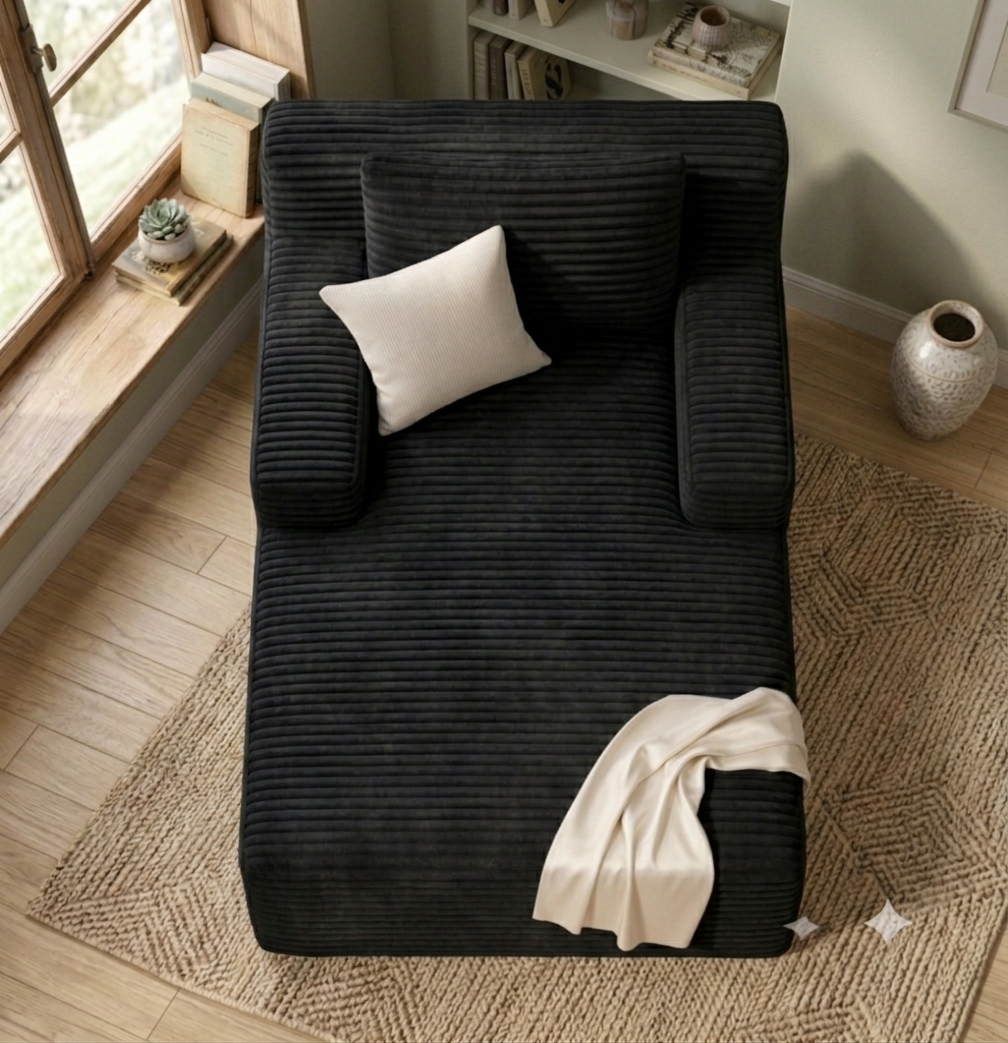 Méridienne en Velours Côtelé – Chaise Longue 1 Place
