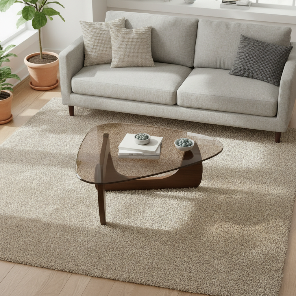 Table Basse Noguchi Verre et Bois 90cm – Design Contemporain