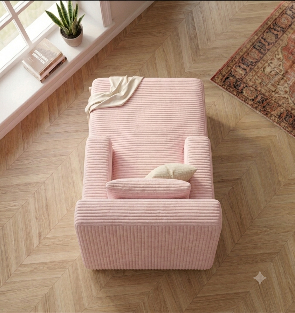 Méridienne en Velours Côtelé  – Chaise Longue 1 Place