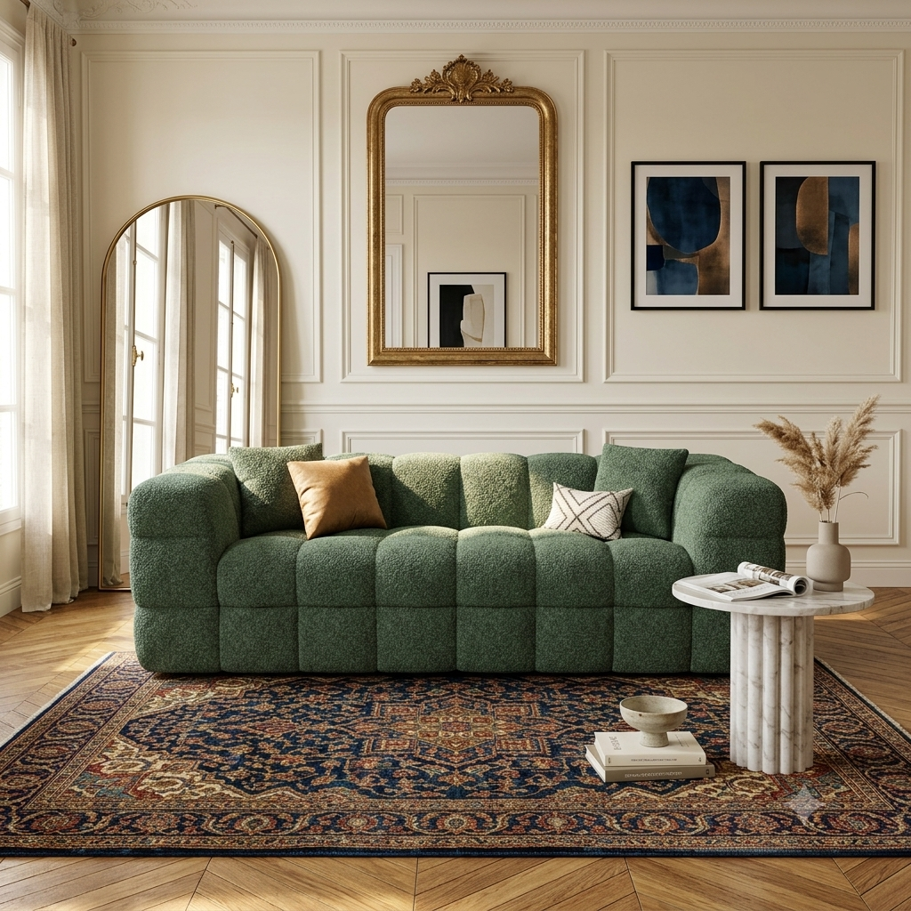 Canapé Modulaire en Tissu Bouclé  – 3 Places