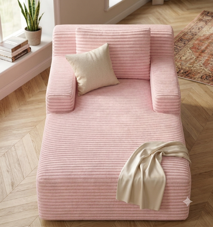 Méridienne en Velours Côtelé  – Chaise Longue 1 Place