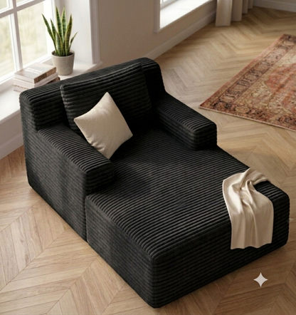 Méridienne en Velours Côtelé  – Chaise Longue 1 Place