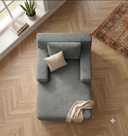Méridienne en Velours Côtelé  – Chaise Longue 1 Place