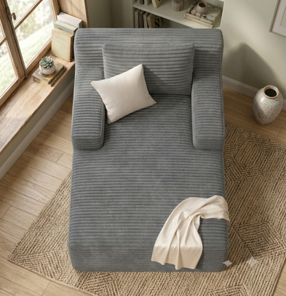 Méridienne en Velours Côtelé  – Chaise Longue 1 Place
