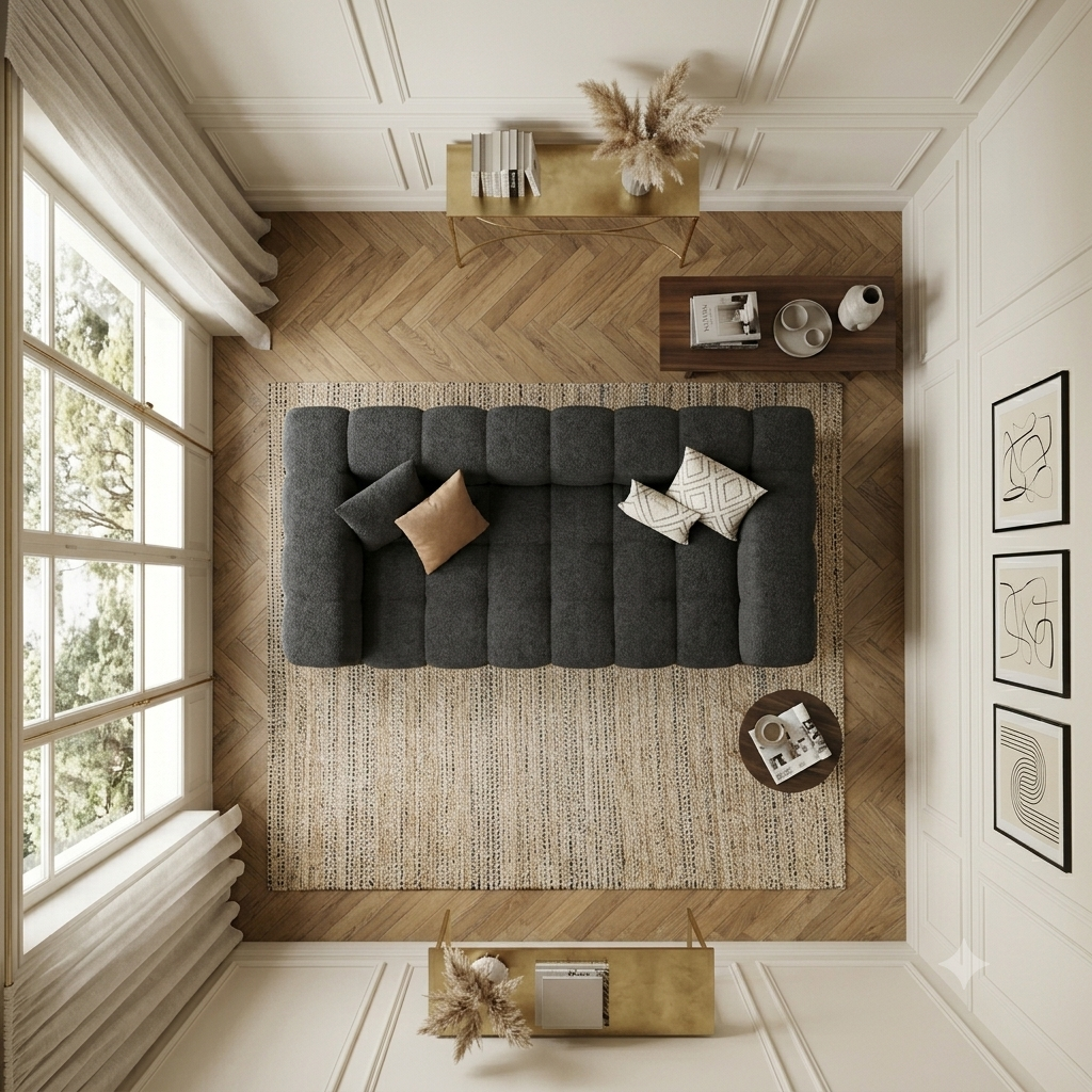 Canapé Modulaire en Tissu Bouclé  – 3 Places
