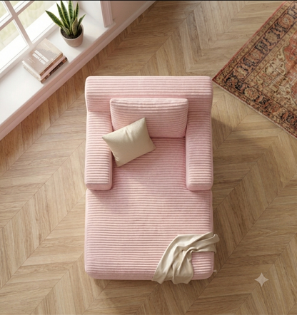 Méridienne en Velours Côtelé  – Chaise Longue 1 Place