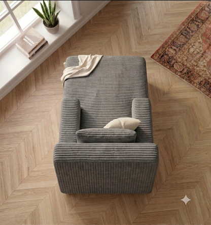 Méridienne en Velours Côtelé  – Chaise Longue 1 Place