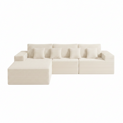 Canapé Modulaire d'Angle 4 Places en Velours Côtelé – Grand Salon