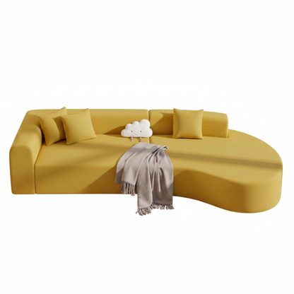 Canapé d'Angle Arrondi en Velours – Design Contemporain Salon