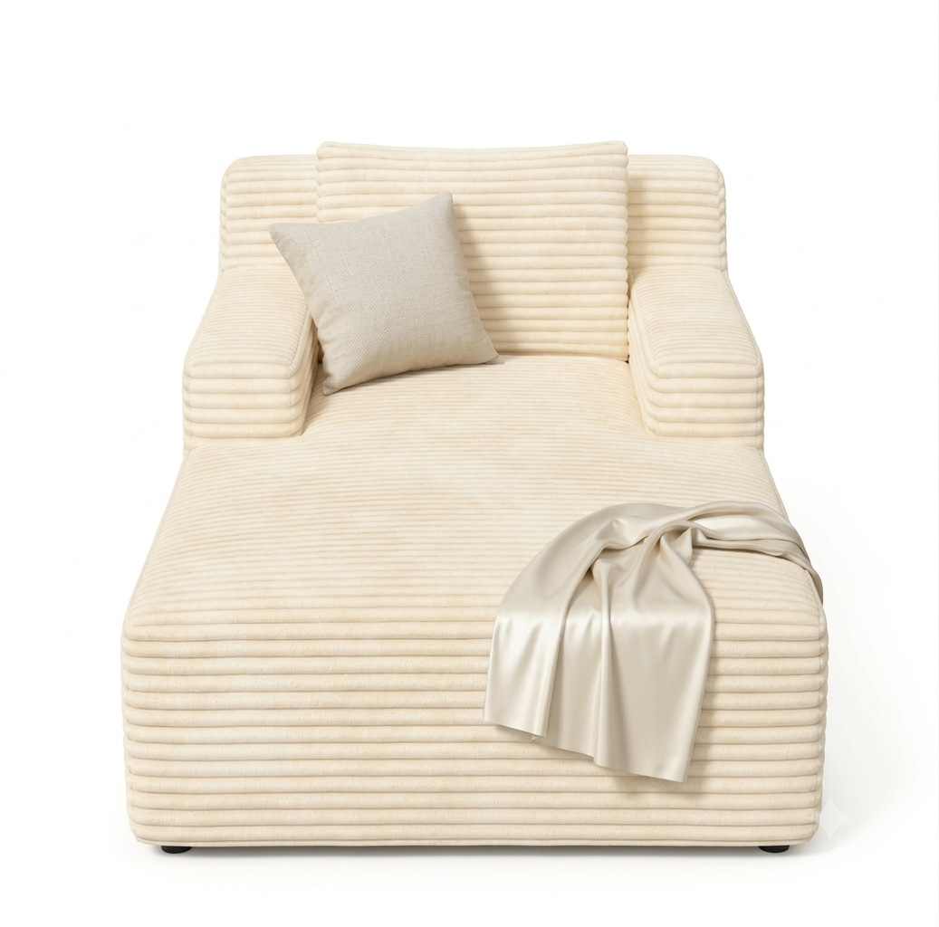 Méridienne en Velours Côtelé  – Chaise Longue 1 Place