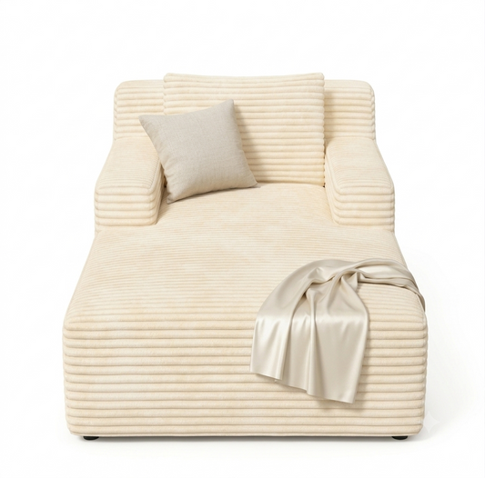 Méridienne en Velours Côtelé  – Chaise Longue 1 Place