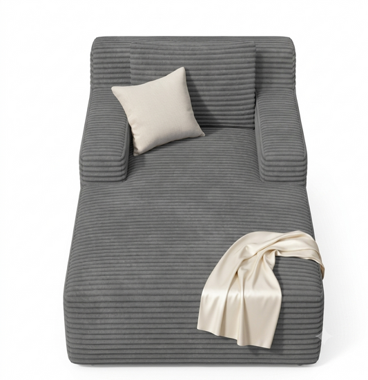 Méridienne en Velours Côtelé  – Chaise Longue 1 Place