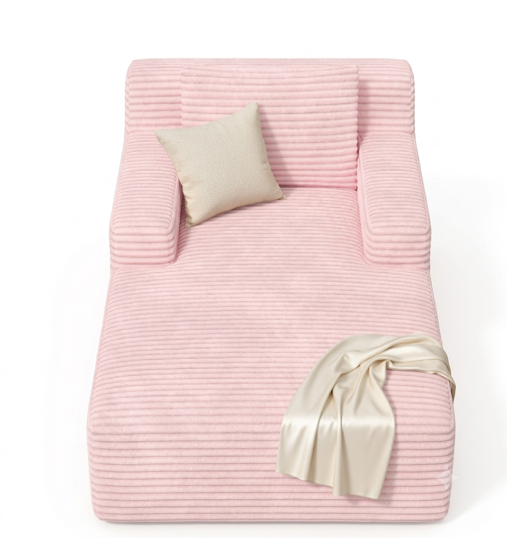 Méridienne en Velours Côtelé  – Chaise Longue 1 Place