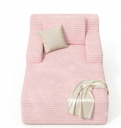 Méridienne en Velours Côtelé  – Chaise Longue 1 Place
