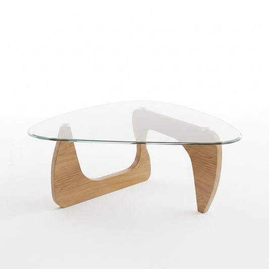 Table Basse Noguchi Verre et Bois 80cm – Design Contemporain