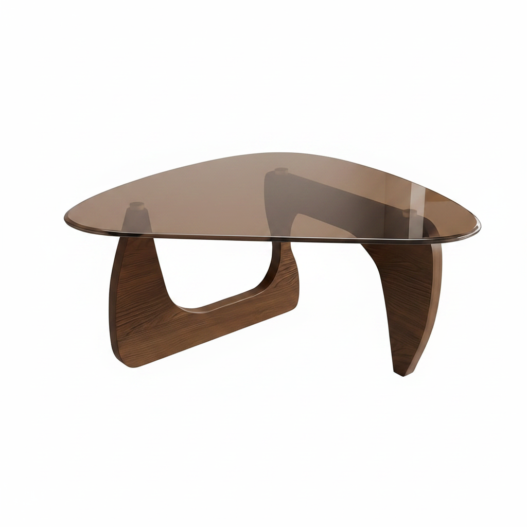 Table Basse Noguchi Verre et Bois 80cm – Design Contemporain