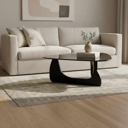 Table Basse Noguchi Verre et Bois 80cm – Design Contemporain