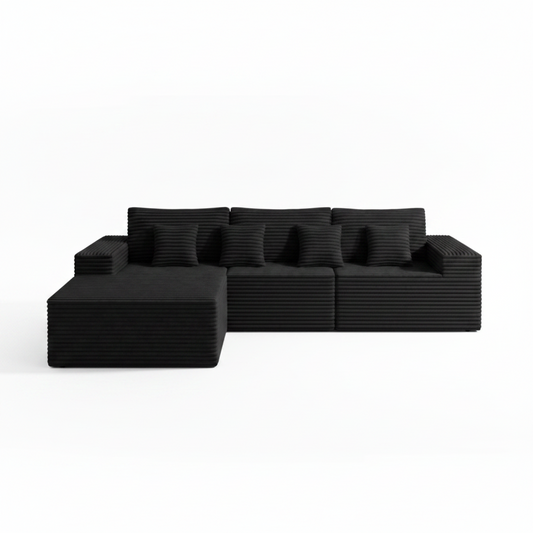 Canapé Modulaire d'Angle 4 Places Velours Côtelé